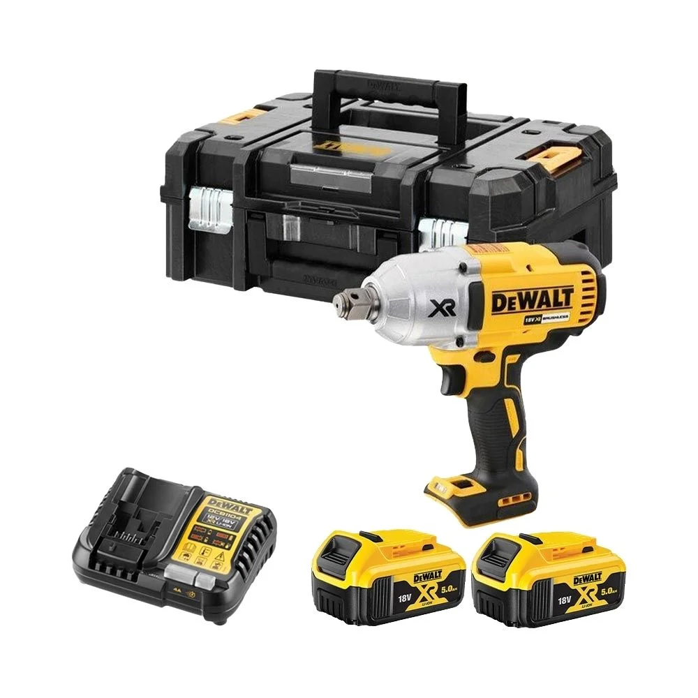 DeWALT DCF897P2 18V XR Cordless Brushless 3/4in Mid Torque Impact Wrench Set With 2x5Ah Batt, Charger & Carry Case