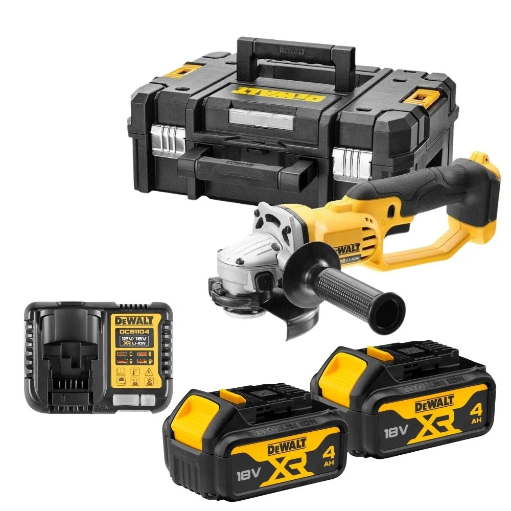 DeWALT DCG412M2 Cordless 18V 125mm Angle Grinder with 2x4Ah Batteries, Charger and Carry Case