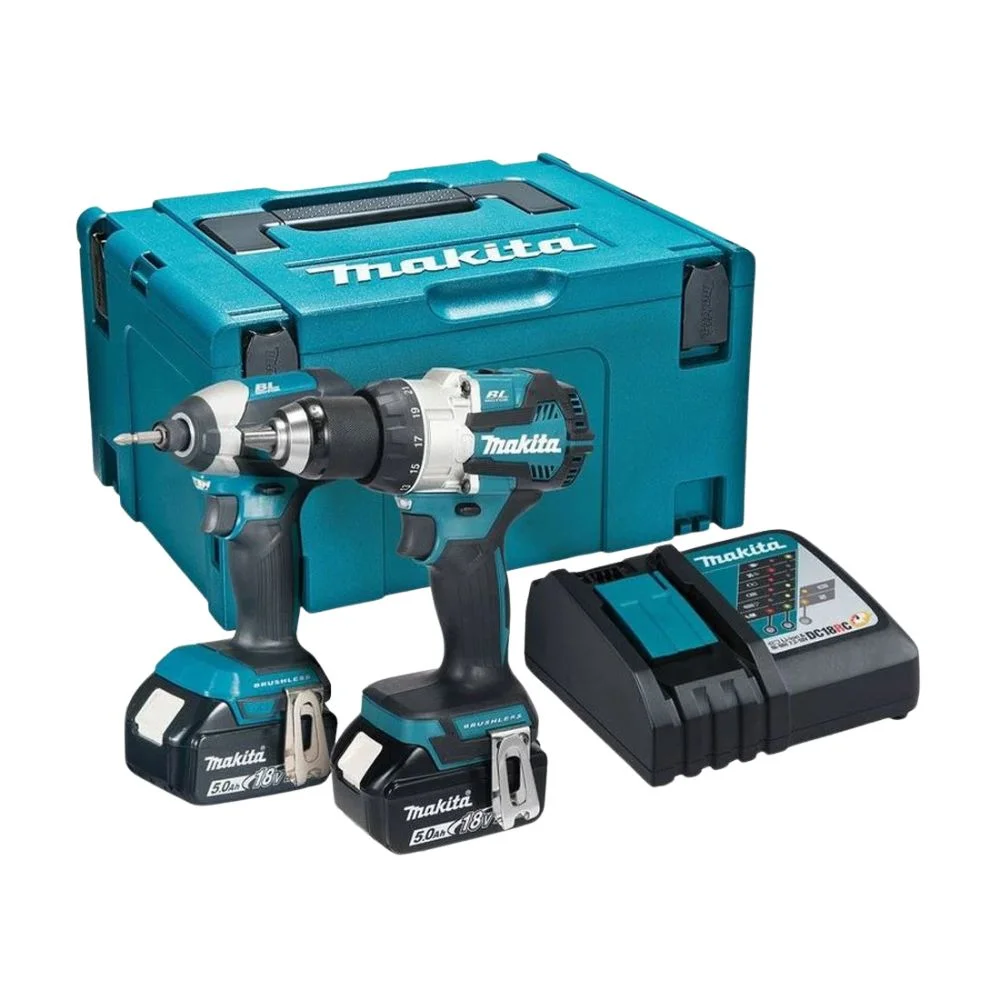 Makita DLX2507TJ 18V LXT 2PC Brushless Combo Kit – DHP489Z + DTD153Z, 2x 5Ah Batts, Charger & MAKPAC 3 Case