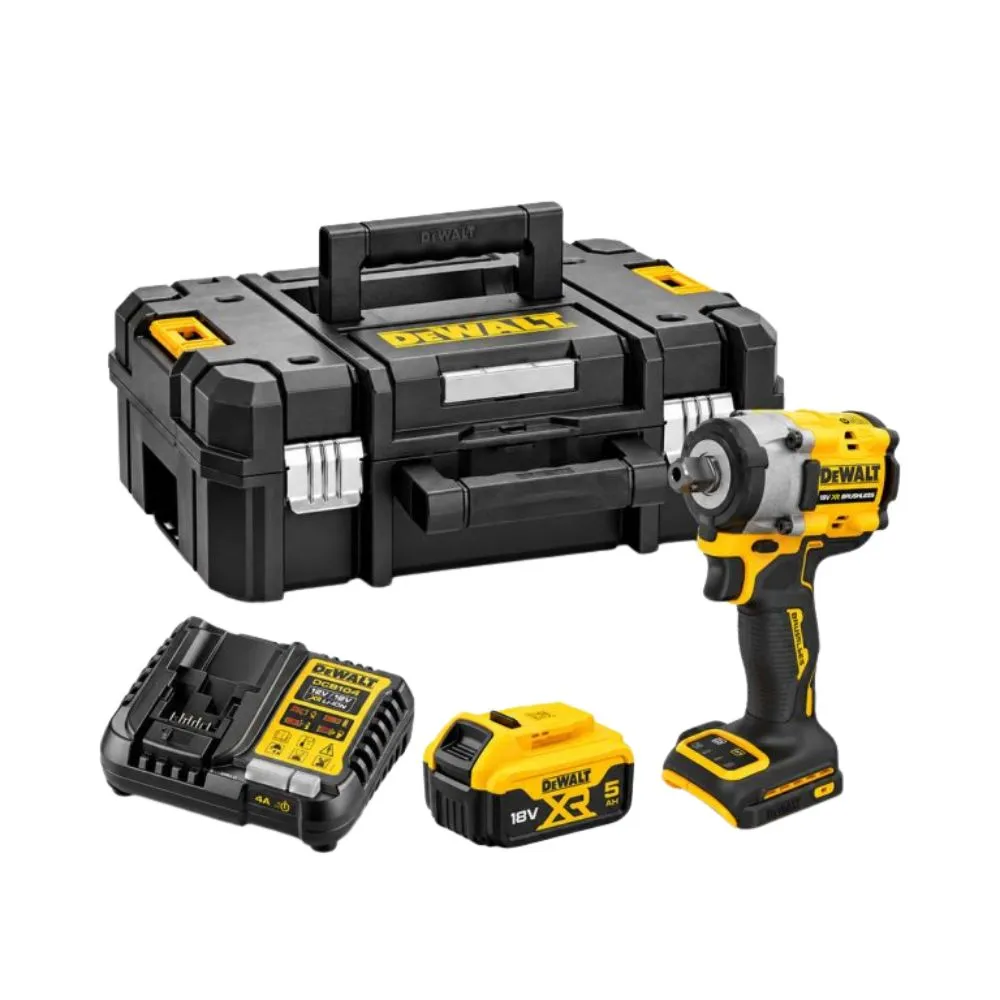 DeWALT DCF922P1T 18V XR Brushless 1/2″ Impact Wrench, Kit – 1x 5.0Ah Battery, Charger & TSTAK II Case 