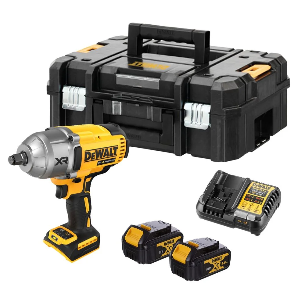 DeWALT DCF900M2T 18V XR Brushless 1/2″ Hog Ring High Torque Impact Wrench – 2x4Ah Batteries, Charger & TSTAK II Case