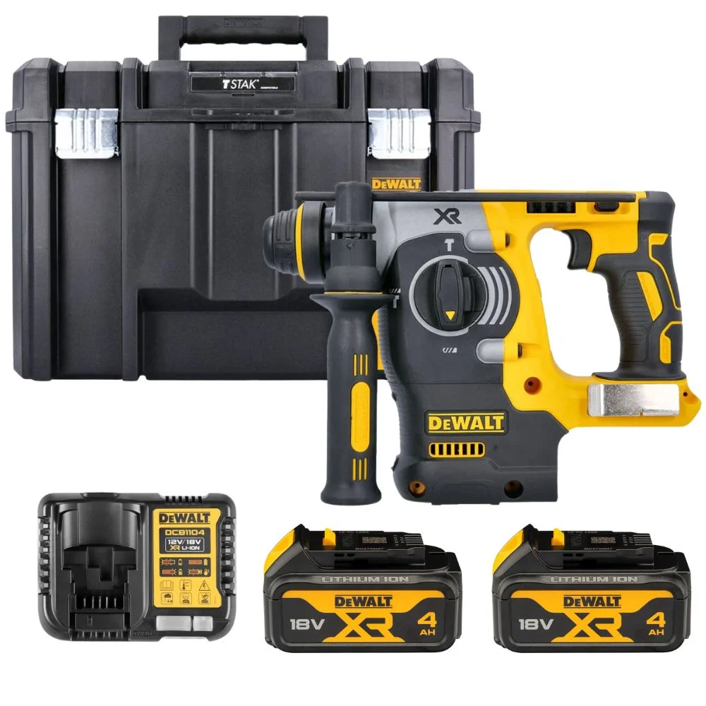 DeWALT DCH273M2 18V XR Brushless SDS Plus Rotary Hammer Drill – 2x 4.0Ah Batteries, Charger & TSTAK VI Case