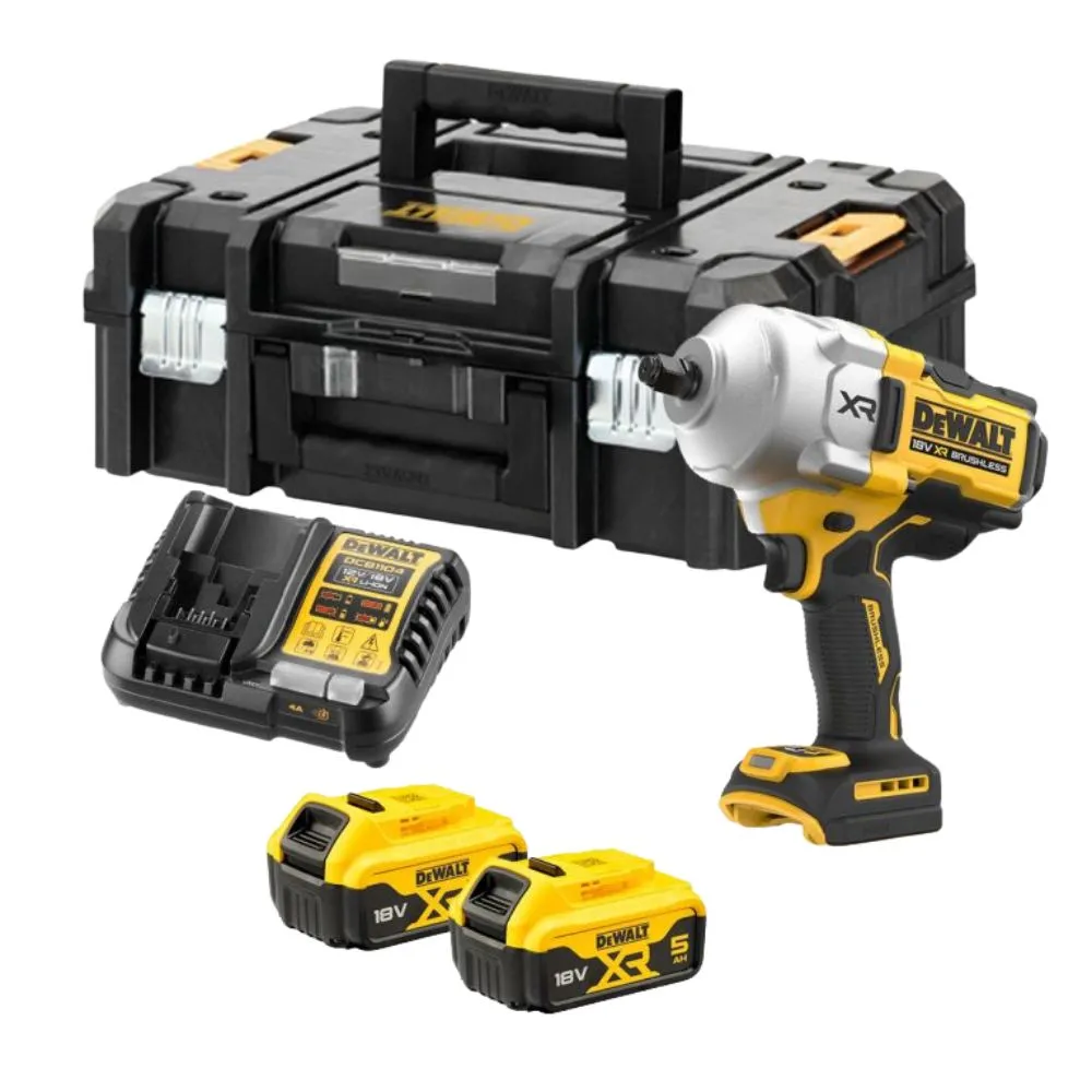 DeWALT DCF961P2T 18V XR 1/2″ High Torque Impact Wrench Kit – 2x 5.0Ah Batteries, Charger & TSTAK II Case