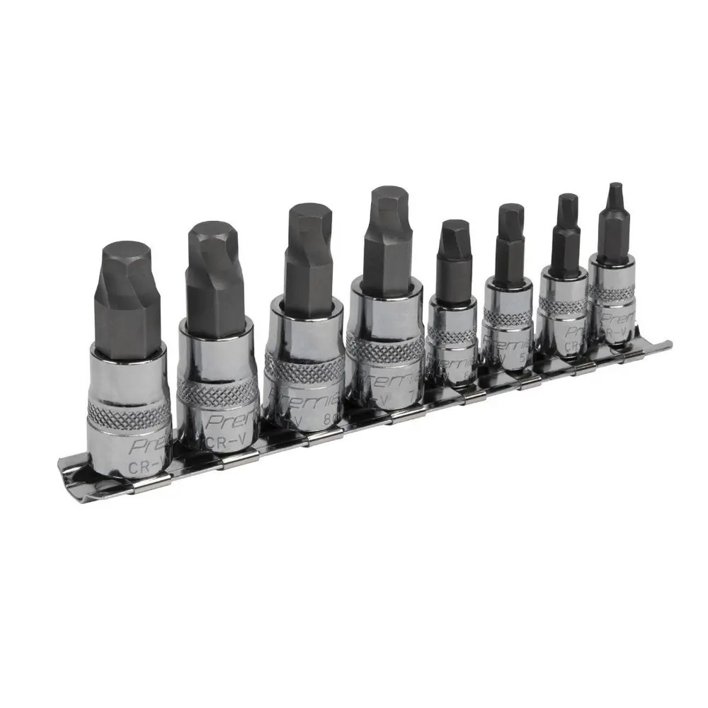 Sealey AK65600 Hex Socket Bit Set Lock-On 8pc 1/4″ & 3/8″ Sq Drive Metric