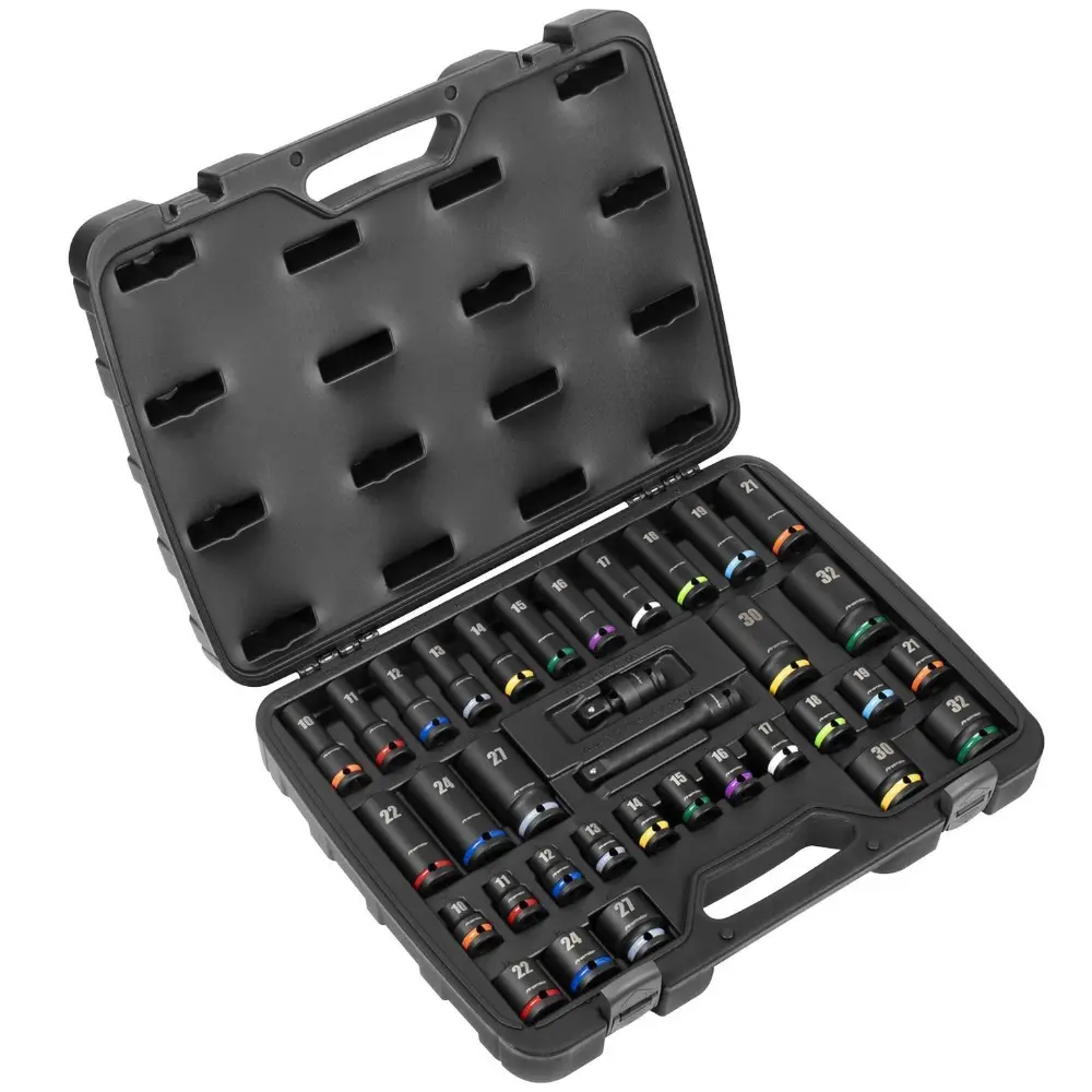 Sealey AK5635M Impact Socket Set 1/2"Sq 34pc Colour Coded 10 - 32 mm Long Short