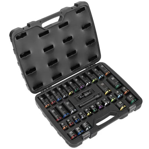 [AK5635M] Sealey AK5635M Impact Socket Set 1/2"Sq 34pc Colour Coded 10 - 32 mm Long Short