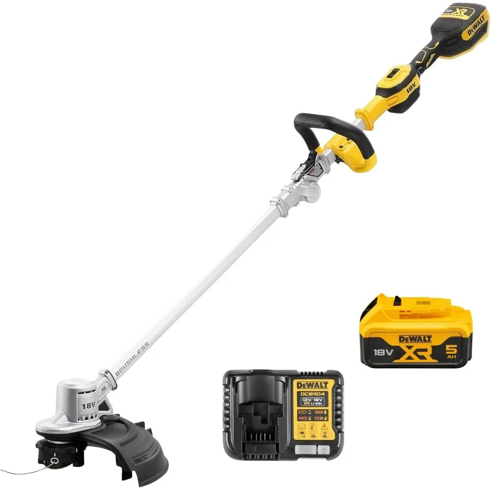 DeWALT DCMST561P1 Cordless 18V XR BL String Trimmer, 5Ah Battery & Charger Set
