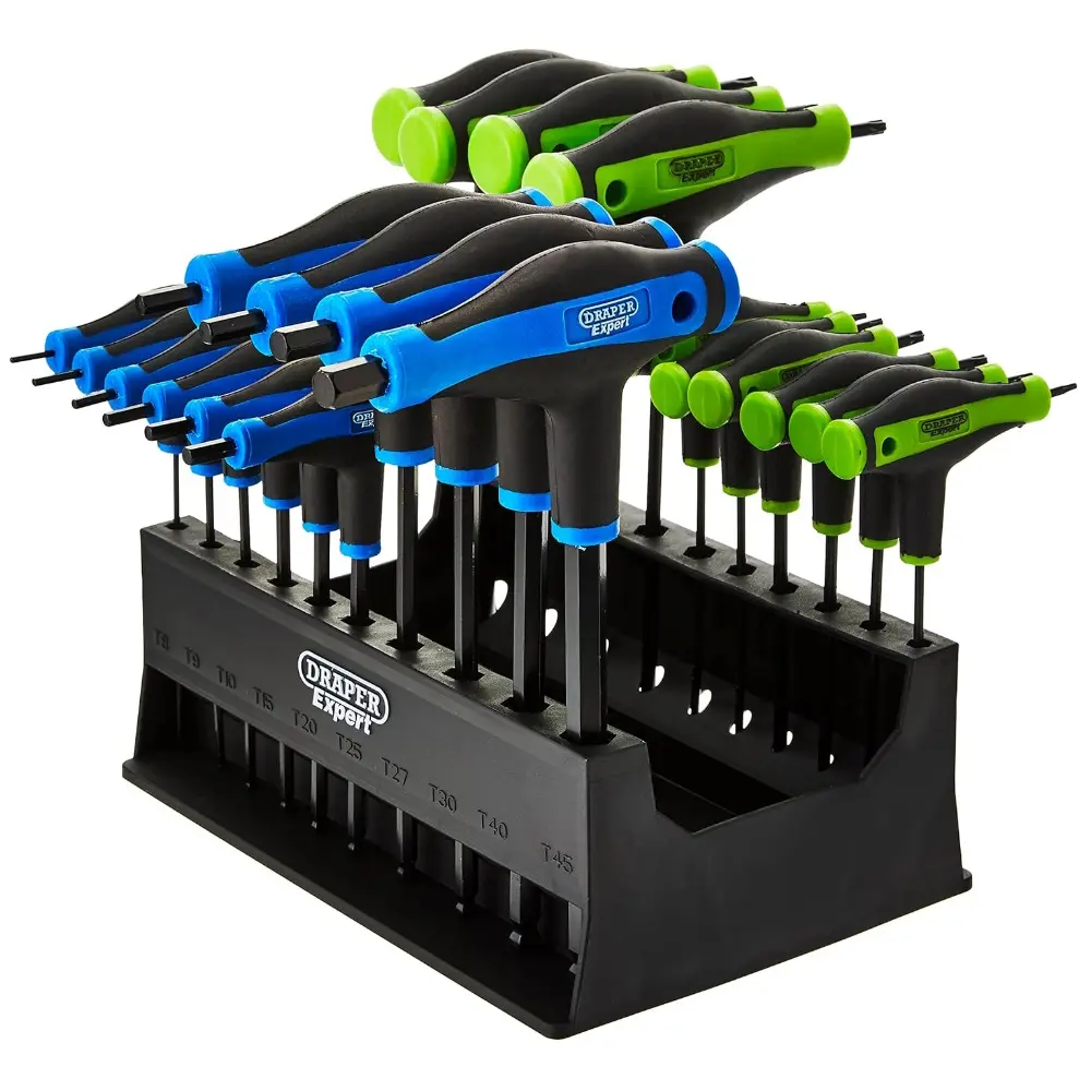 Draper 70388 Soft Grip T Handle Hexagon and TX Star End Key Set 20pc Torx Allen