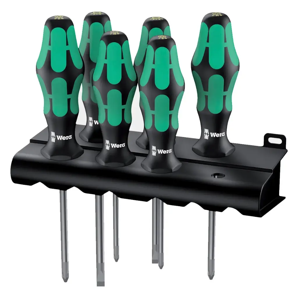 Wera 105622 Kraftform Plus 6 Piece Lasertip Screwdriver Set Pozi Slotted Philips
