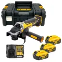DeWALT DCG405P3 18V XR 125mm Brushless Cordless Angle Grinder 3x5 Ah, Charger and TSTAK Case 
