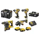 DeWALT DCK Combo 4pc SDS+ DCH273 Combi Drill DCD796 Impact Driver DCF887 125mm Angle Grinder DCG405 with 3x 5Ah DCB184