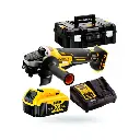 DeWALT DCG406P1 Cordless 18V XR 125mm Brushless Angle Grinder Paddle Switch With 1x 5Ah Battery, Charger And TSTAK