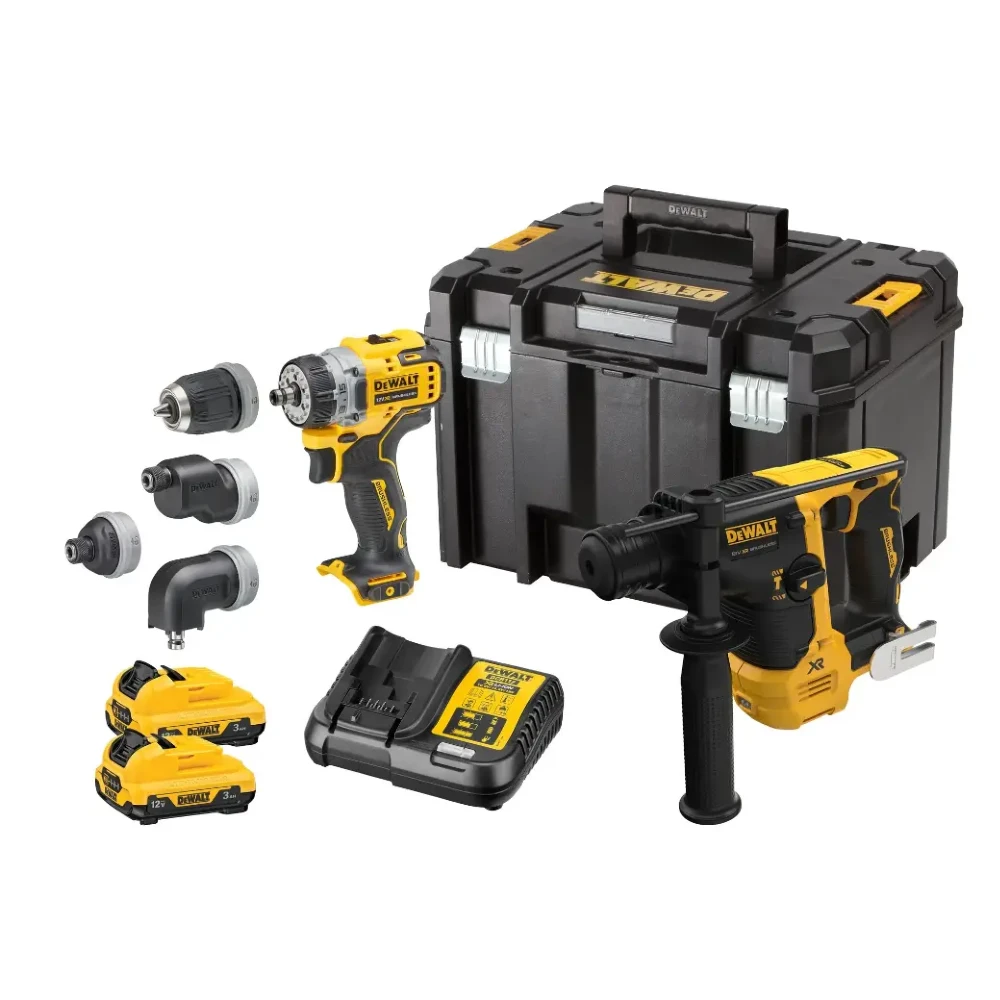 DeWALT DCK2101L2T 12V XR DCH072 SDS+ Drill & DCD703 Multi Head Drill Driver Kit (2x3Ah)