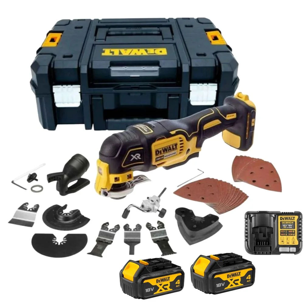 DeWALT DCS355M2 18V XR Brushless Multi-Tool with 35pc Accessory Kit, 2 x 4Ah Batteries, Charger and TSTAK II Case