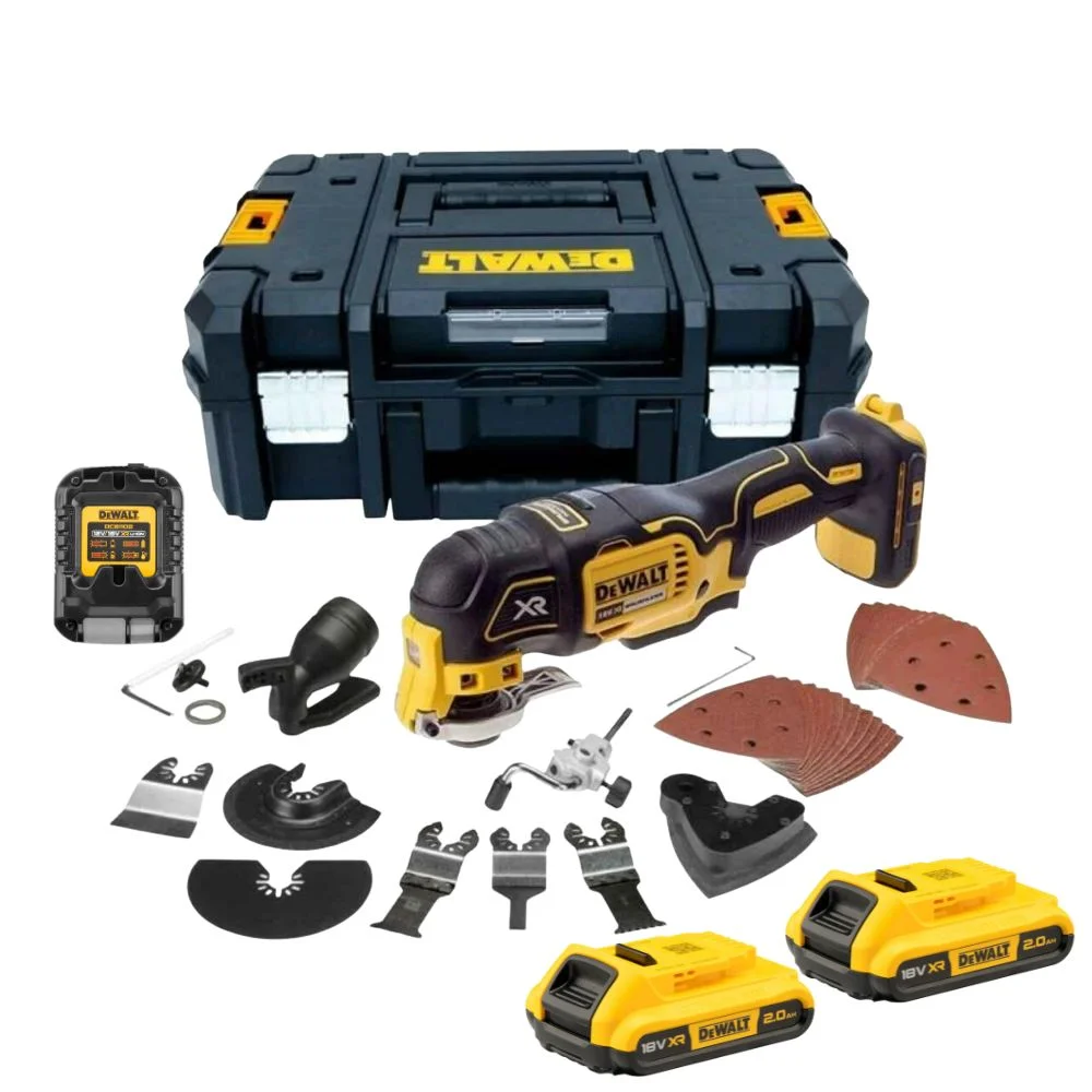 DeWALT DCS355D2 18V XR Brushless Multi-Tool with 35pc Accessory Kit, 2 x 2.0Ah Battery, Charger and TSTAK II  Case