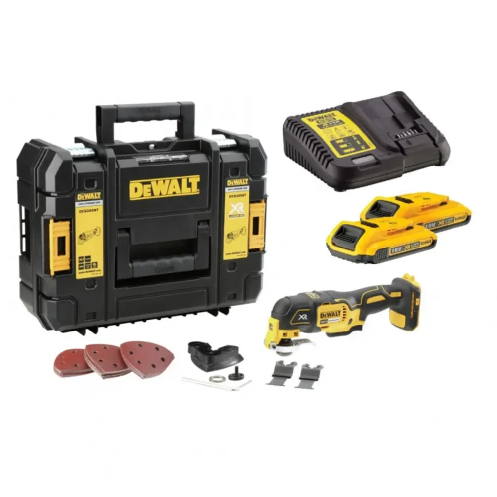 DeWALT DCS355D2 18V XR Brushless Multi-Tool with 35pc Accessory Kit, 2 x 2.0Ah Battery, Charger and TSTAK II  Case