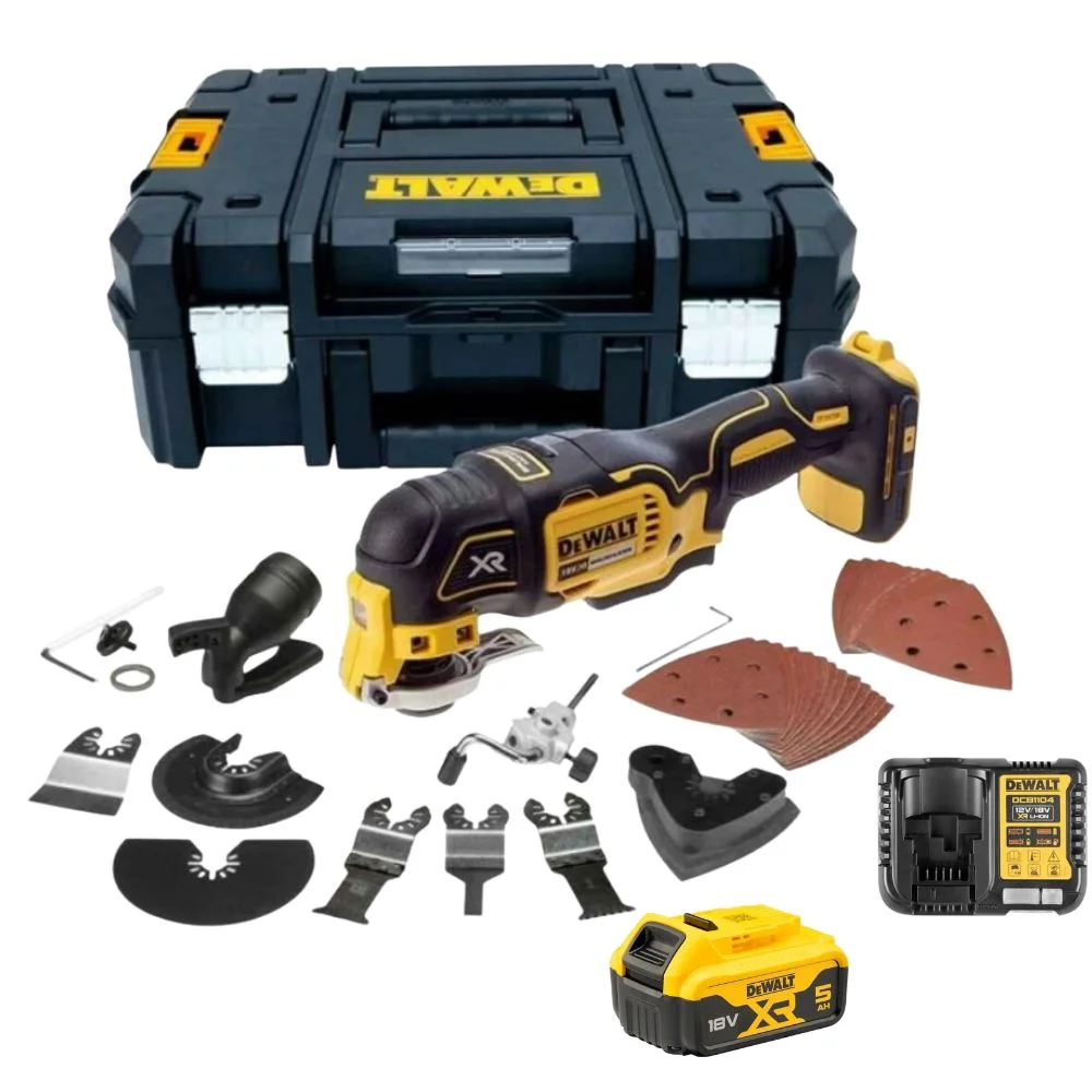 DeWALT DCS355P1 18V XR Brushless Multi-Tool with 35pc Accessory Kit, 1 x 5.0Ah Battery, Charger and TSTAK II Case