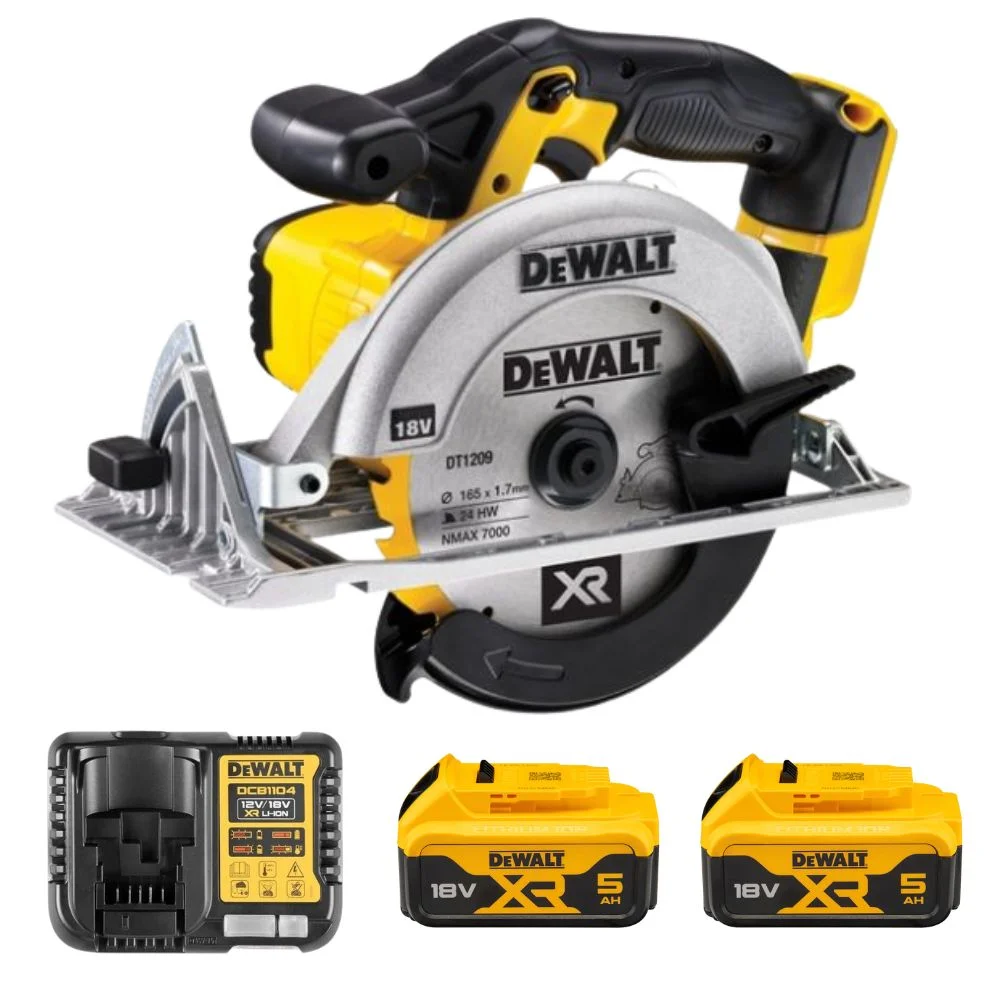 DeWALT DCS391N 18V XR 165mm Circular Saw with 2x5Ah Batteries & Charger