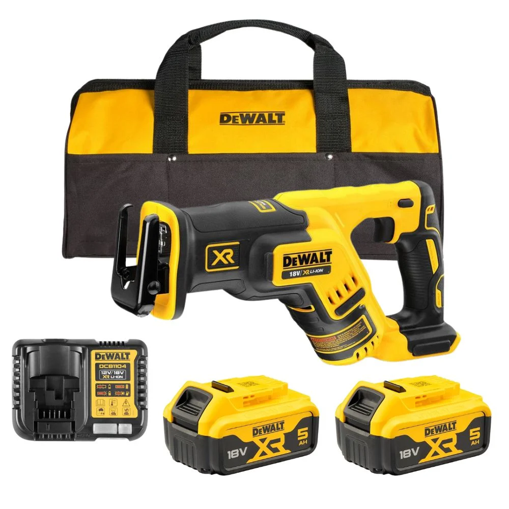 DeWALT DCS367P2 Cordless 18V XR Brushless Compact Reciprocating Saw with 2x5Ah Batteries,Charger & Tool Bag