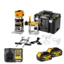 DeWALT DCW604M2 18V Router Trimmer Set with 2 x 4Ah Batteries, Charger & Tstak VI Case
