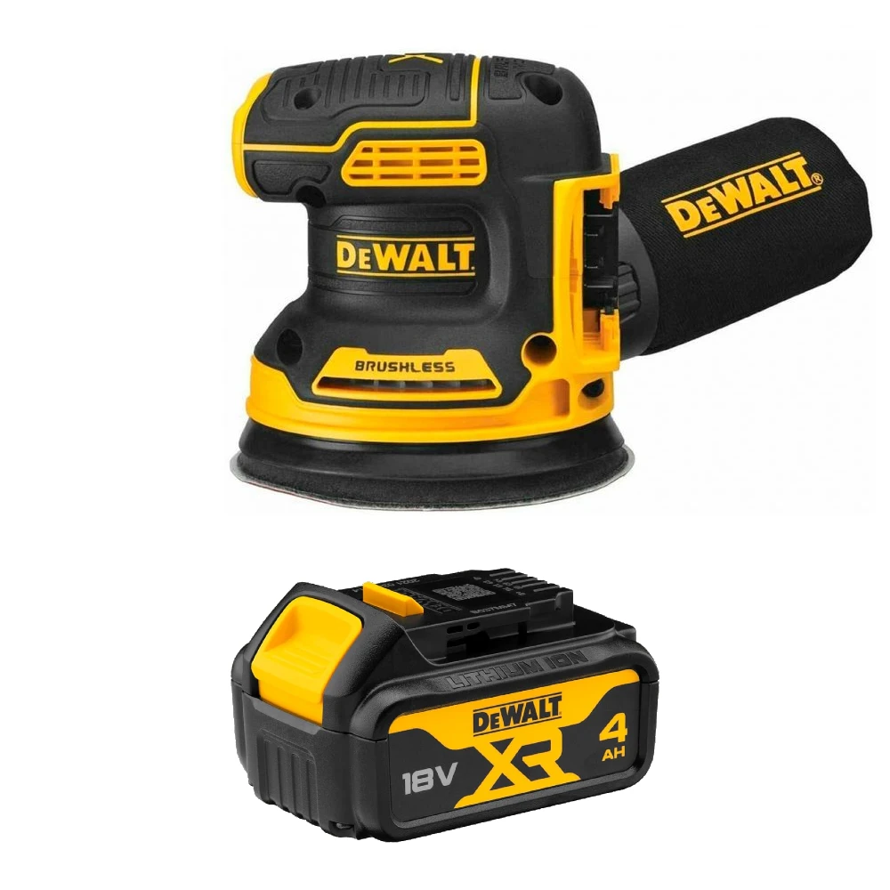 DeWALT DCW210N 18V XR Brushless 125mm Random Orbit Sander with 1 x 4Ah Battery