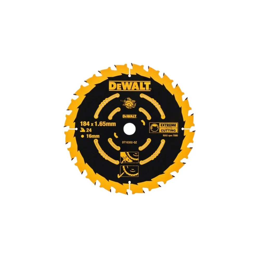 DeWALT DT10302-QZ Extreme 2nd Fix Circular Saw Blade 184mm x 16mm Bore x 24 Teeth