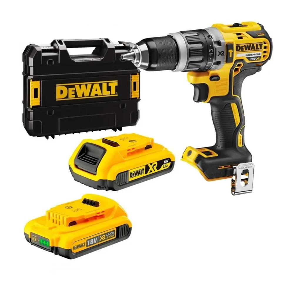 DeWALT DCD796NT Cordless 18V XR Brushless Combi Drill Set With 2 x 2Ah DCB183 Batteries And Carry Case