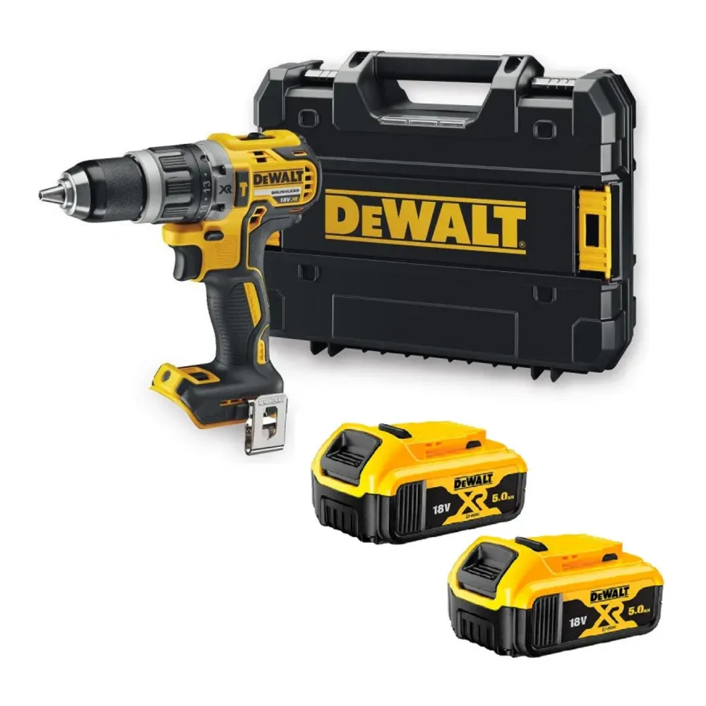 DeWALT DCD796NT Cordless 18V XR Brushless Combi Drill Set With 2 x 5Ah DCB184 Batteries And Carry Case