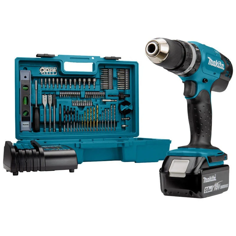 Makita DHP453TX12 18V Cordless Combi Drill Set with 1x5Ah Battery and Charger in Case