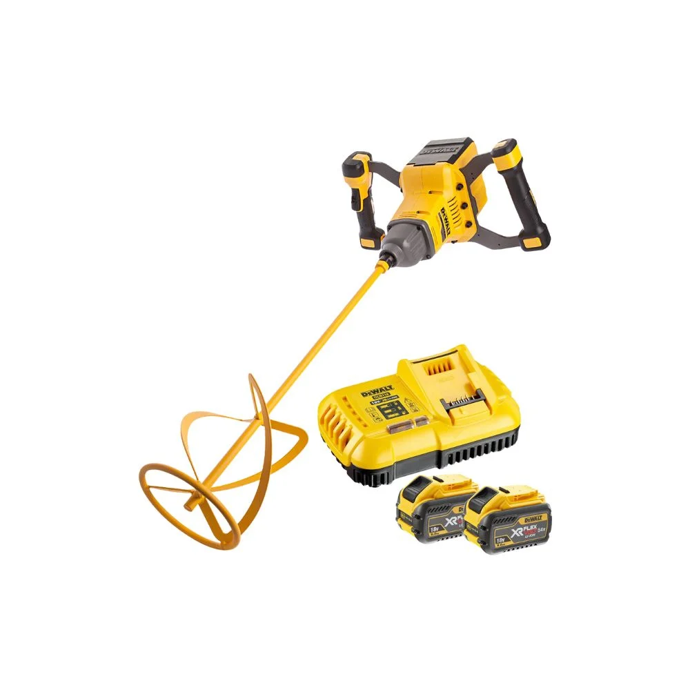 DeWALT DCD240X2 54V Flexvolt Brushless Paddle Mixer With 2 x 9Ah Batteries & Charger
