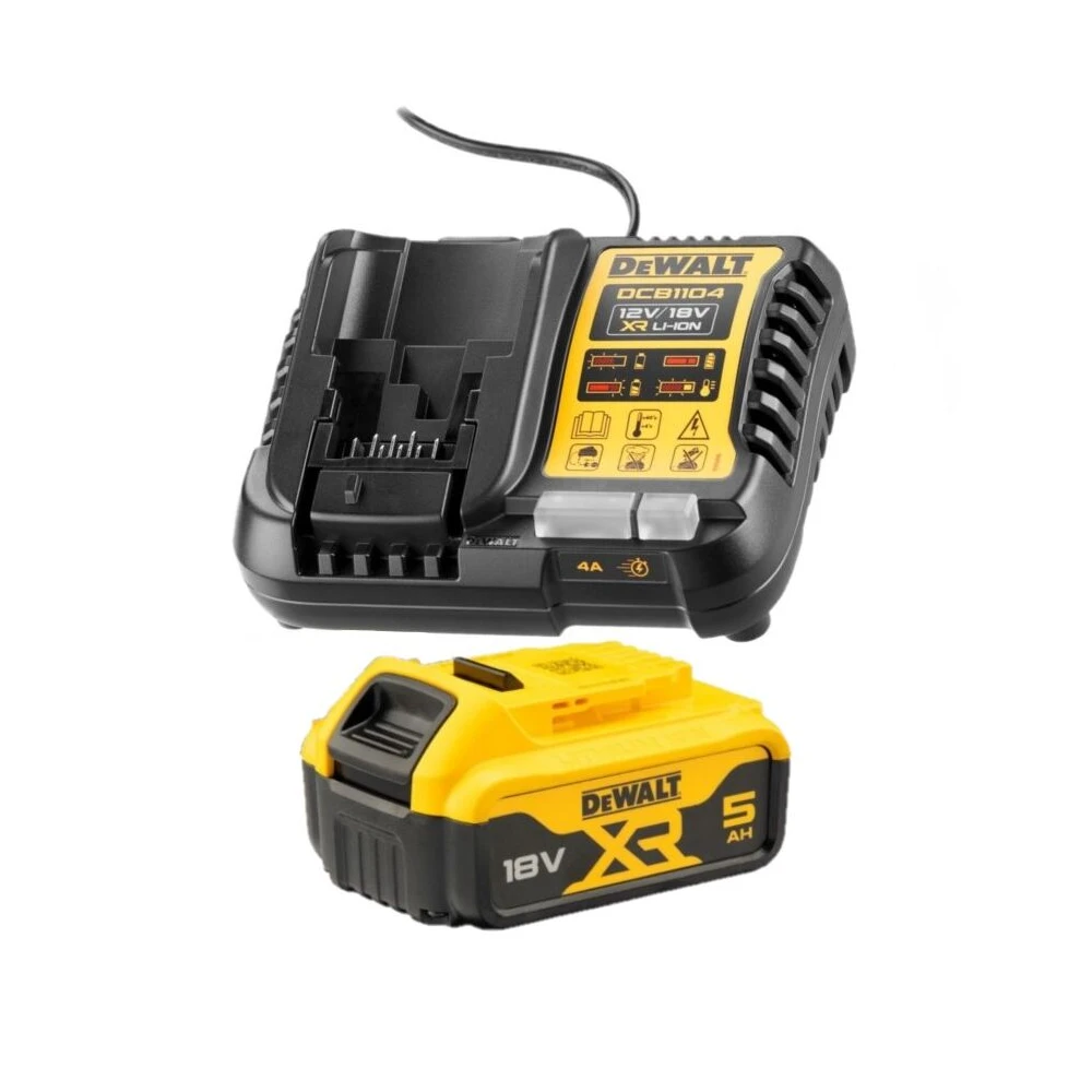DeWALT DCB1104P1 18V XR Multi Voltage Charger with 5Ah Li-Ion Battery