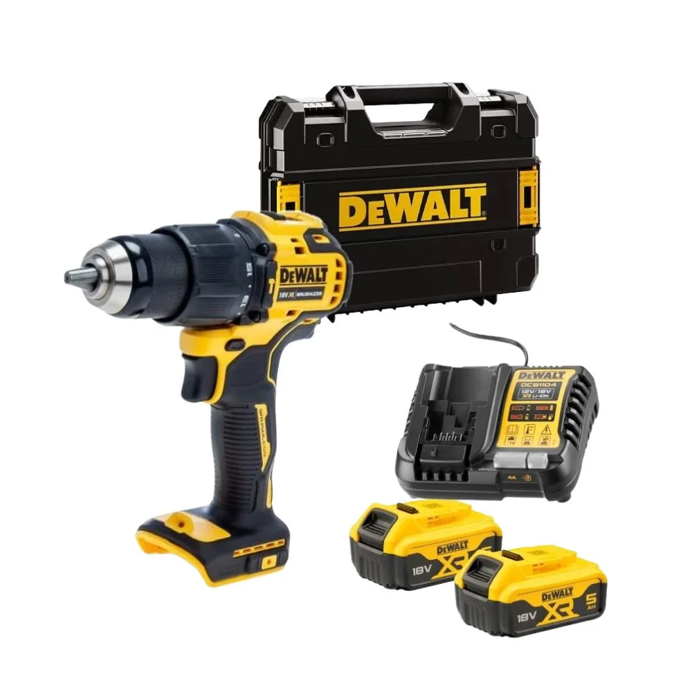 DeWALT DCD709P2T 18V XR Brushless Combi Drill – 2 x 5Ah Battery, Charger & TSTAK Case