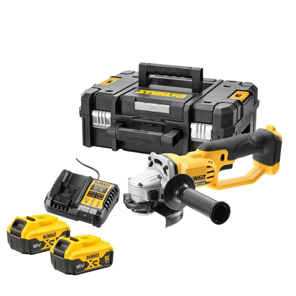 DeWALT DCG412P2 18V XR 125mm Cordless Angle Grinder Kit - 2x5ah Battery, Charger & Tstak II Case