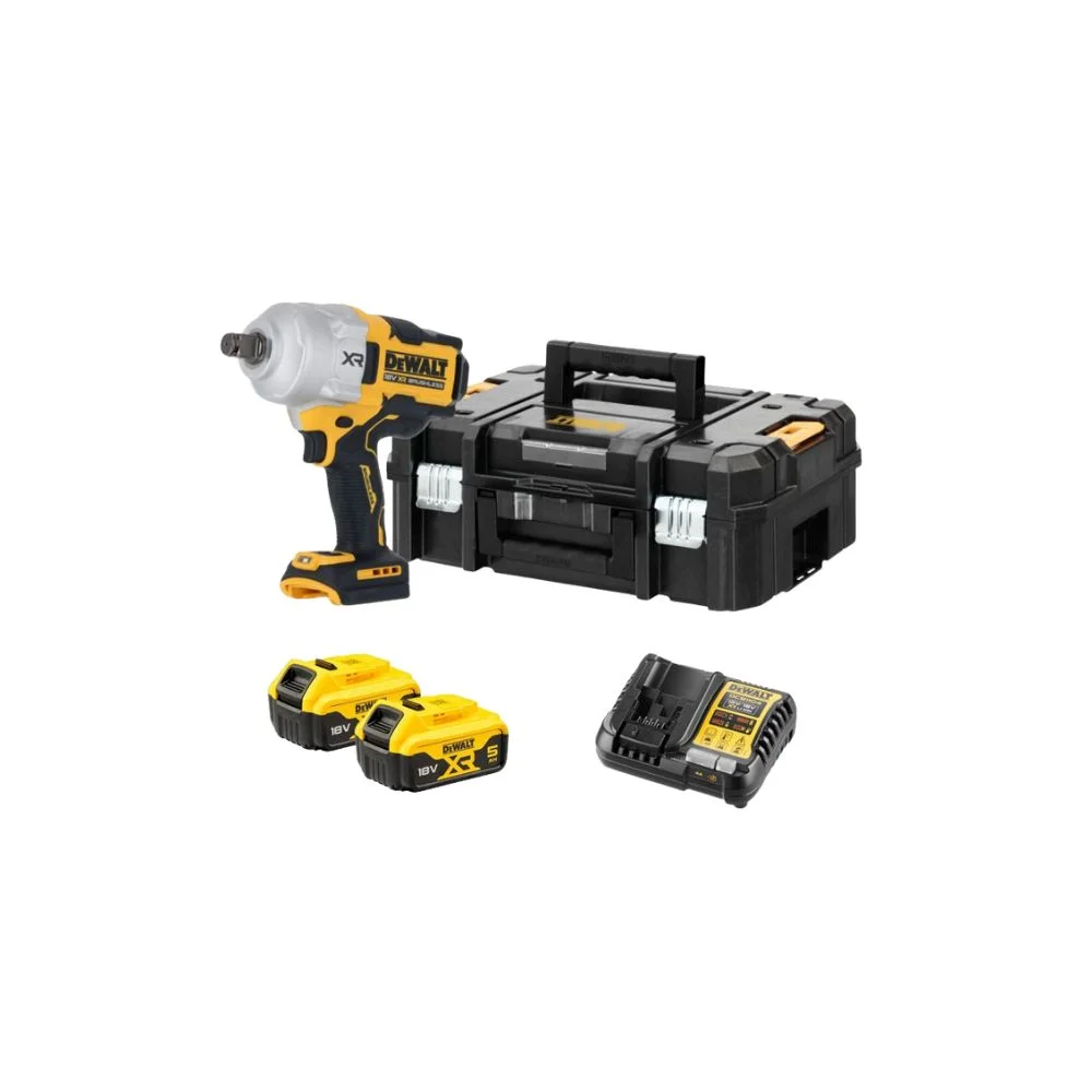 DeWALT DCF964P2T 18V XR Brushless 3/4" Hog Ring Premium High Torque Impact Wrench Kit - 2x 5Ah Batteries, Charger & TSTAK II Case