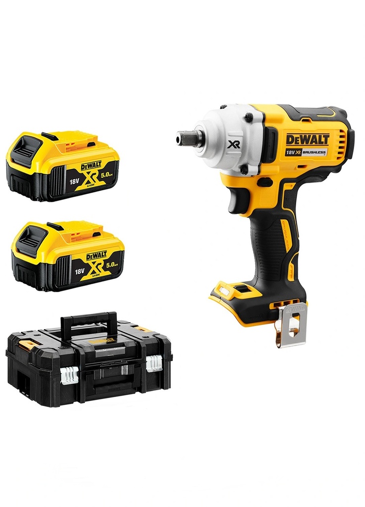 DeWalt DCF894N 18V XR Brushless 1/2in Impact Wrench with 2 x 5.0Ah ...