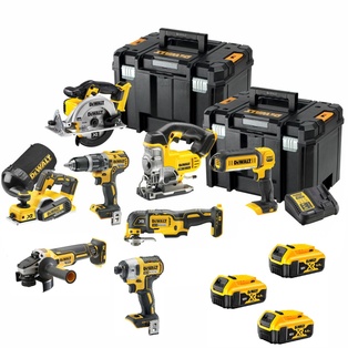 DeWalt 8 Piece 18V Li-ion Combo Kit with 3 x 5.0Ah Batteries & 2x TSTAK