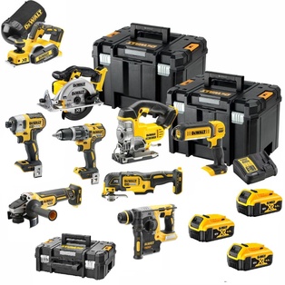 DeWalt 9 Piece 18V Li-ion Combo Kit with 3 x 5.0Ah Batteries & 3x TSTAK