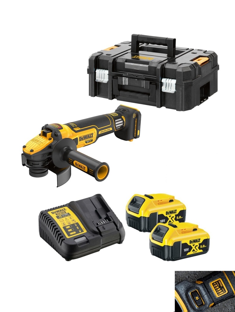 DeWalt DCG409VSP2 18V/54V XR Flexvolt 125mm Variable Speed Grinder 2x ...