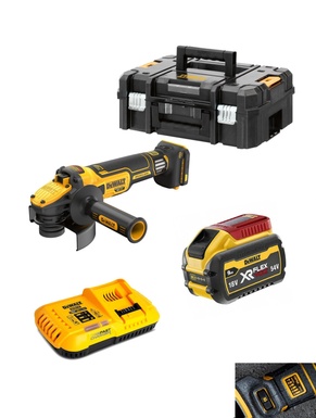 DeWalt DCG409VSX1 18V/54V XR Flexvolt 125mm Variable Speed Grinder with 1x 9Ah KIT