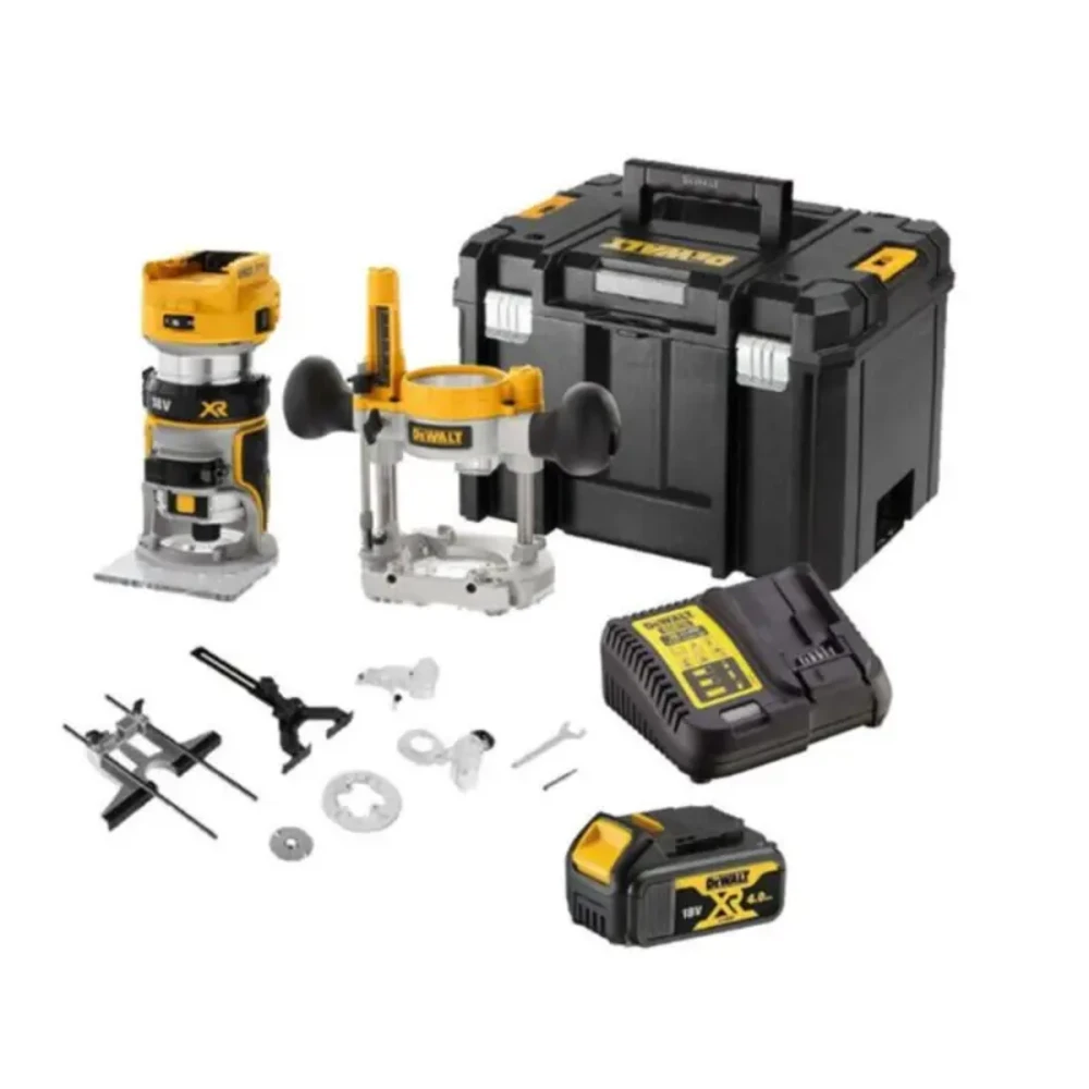 DeWALT DCW604M1 18V XR Brushless 1/4" Router Trimmer Kit with 1x4Ah Battery, Charger and TSTAK Case 