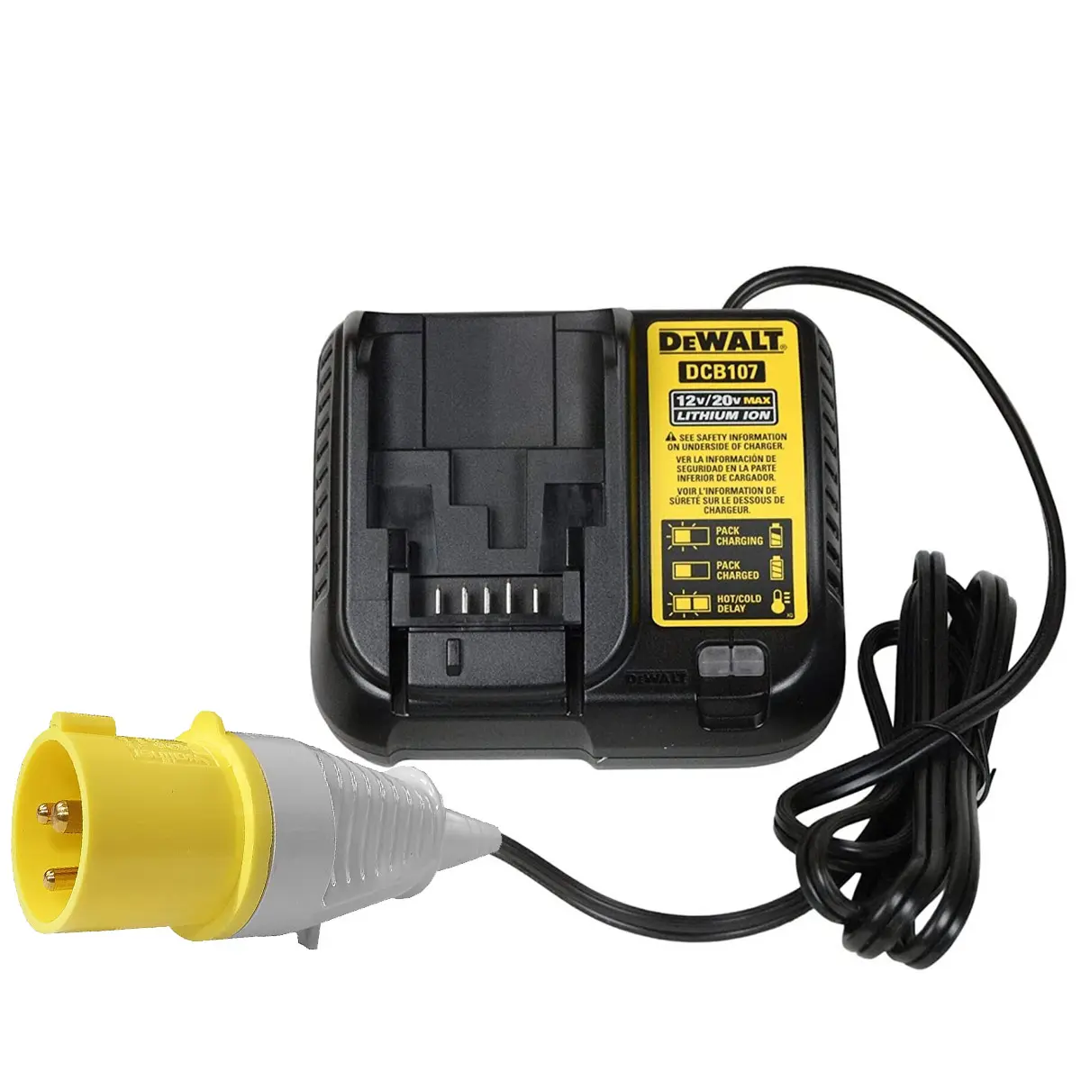 DeWALT DCB107 110V Jobsite Charger for XR Li-Ion Batteries 12V-20V Max