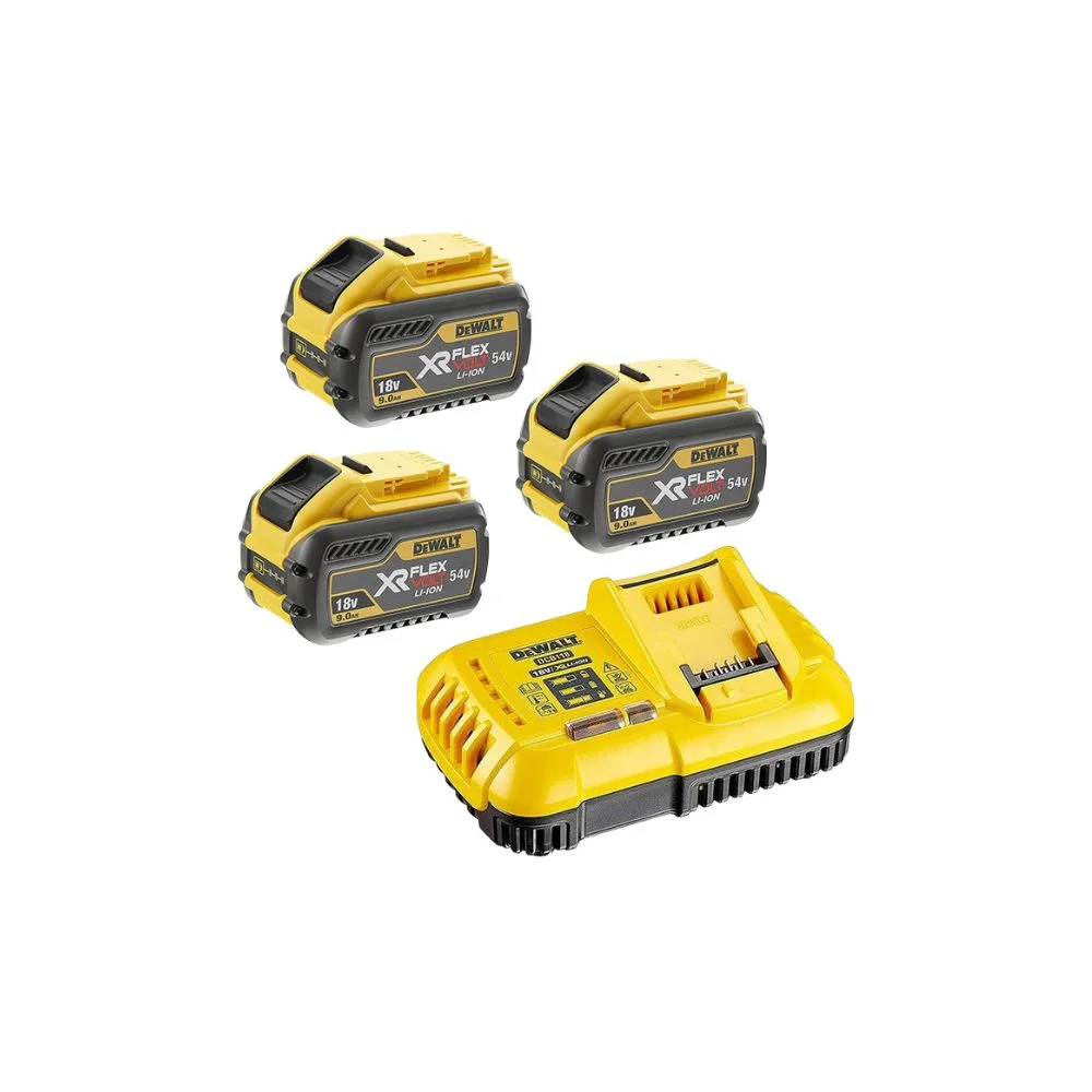 DeWALT DCB118X3 3 x DCB547 XR 9.0Ah FLEXVOLT 18V/54V Li-ion + DCB118 Charger 