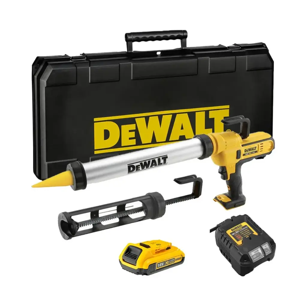 DeWALT DCE581D1 18V XR Cordless 300-600ml Caulking Gun Kit With 1 x 2 ...