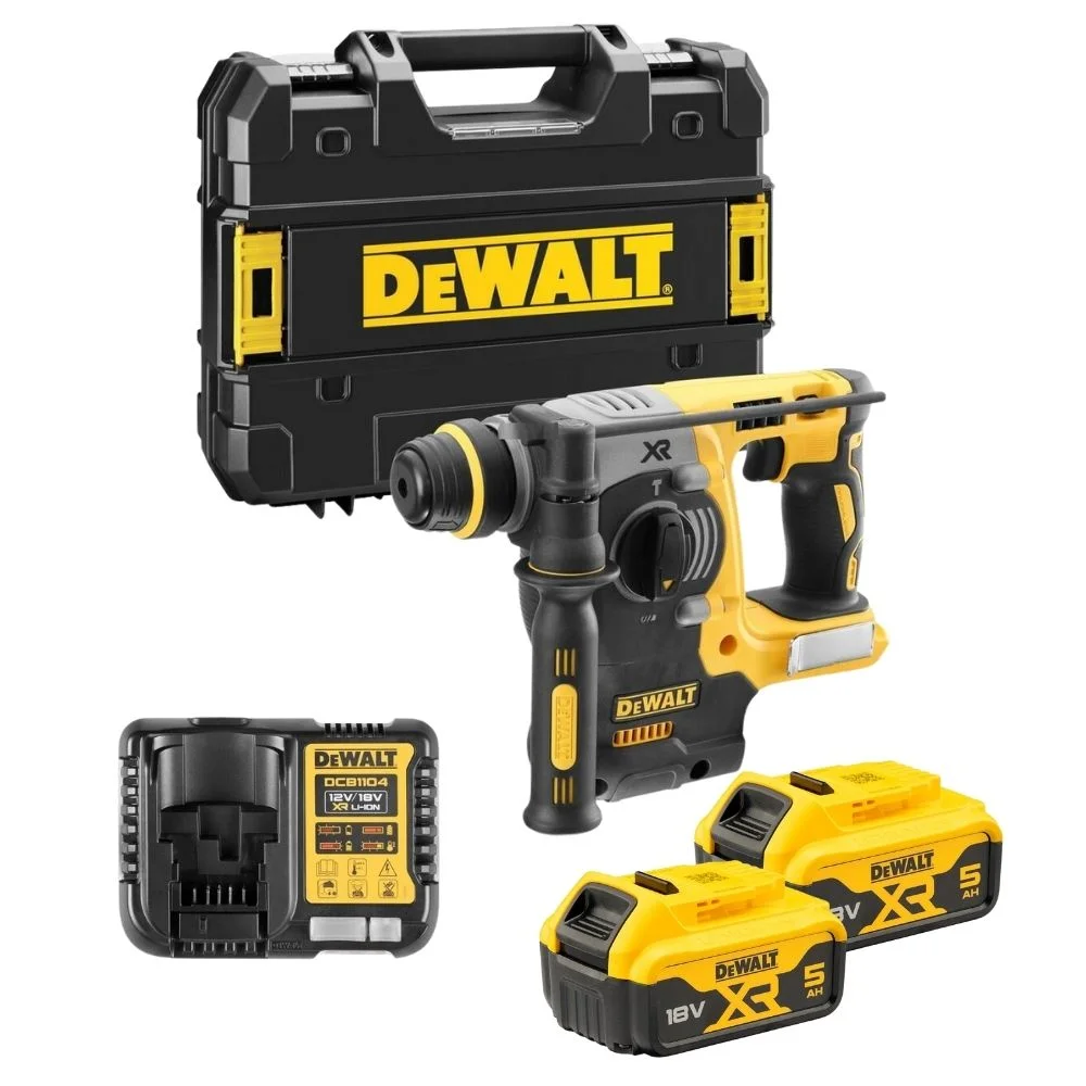 DeWALT DCH273P2T 18V XR Brushless SDS Plus Rotary Hammer Drill - 2x 5.0Ah Batteries, Charger & TSTAK II Case