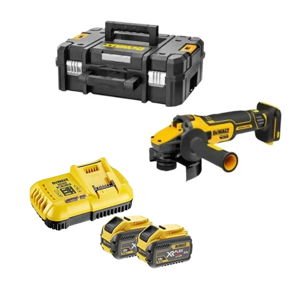 DeWALT DCG409X2 Cordless 18V 125mm XR FLEXVOLT Advantage High Power Grinder With 2x9Ah Battery, Charger And Case Set
