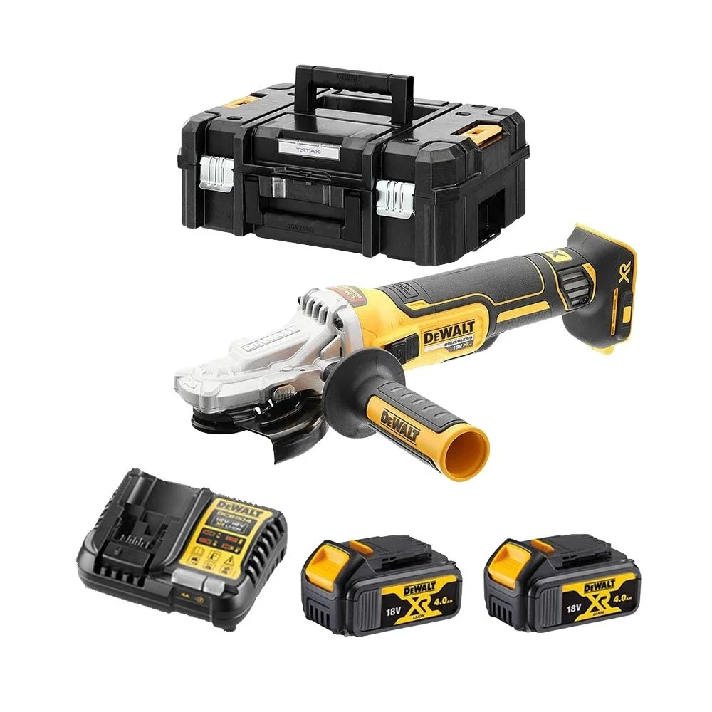 DeWALT DCG405FM2 18V XR Brushless 125 mm Cordless Angle Grinder with 2x4Ah Batt, Charger and Case