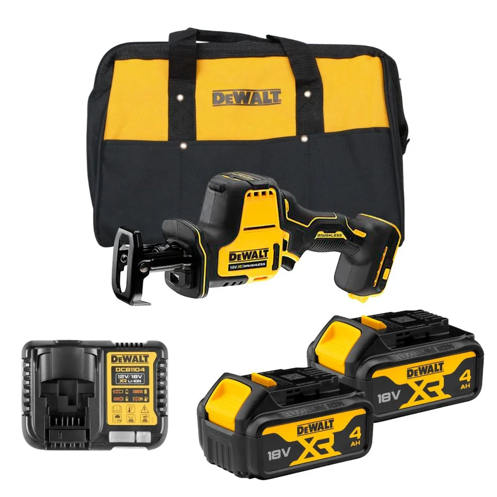 DeWALT DCS369M2 Cordless 18V XR Brushless Compact Reciprocating Saw With 2x4Ah Batteries, Charger & TOOL BAG 15"