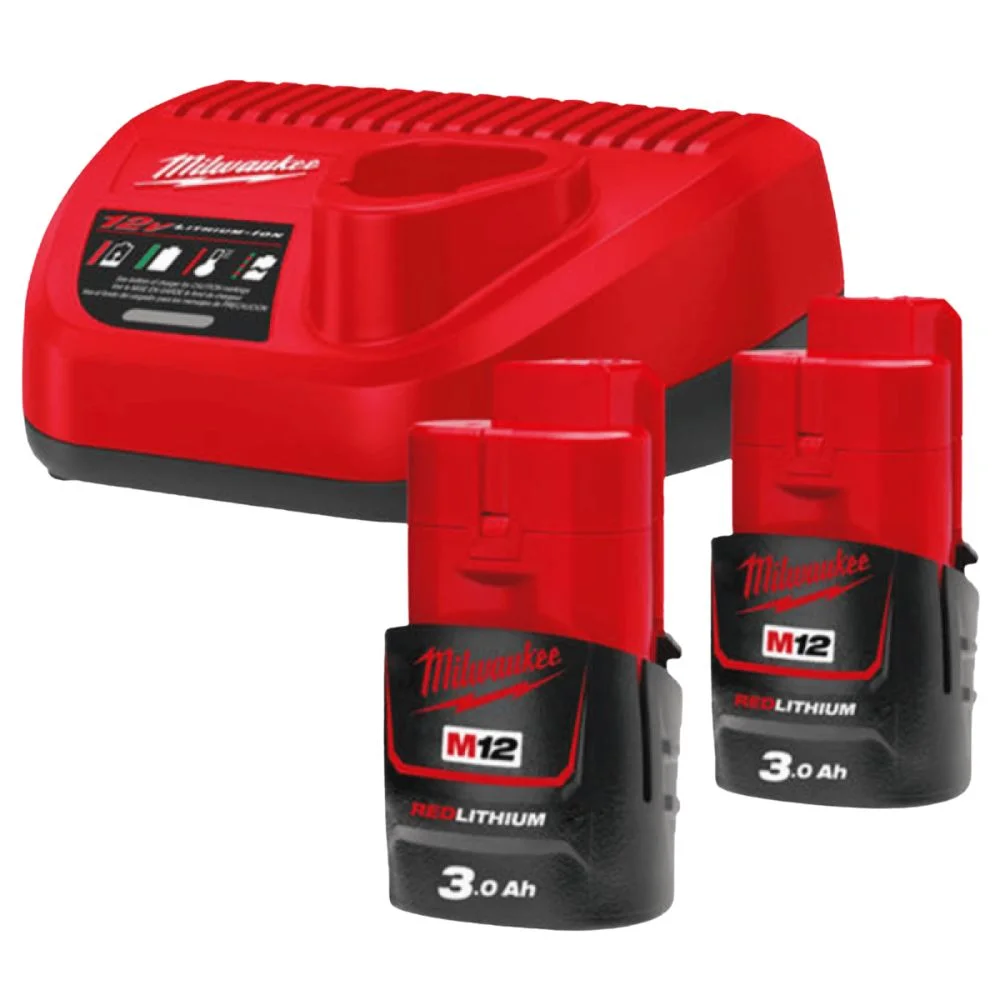 Milwaukee M12NRG-302 Power Pack 4933451902 – 2 x M12B3 3Ah Batteries & C12C Charger