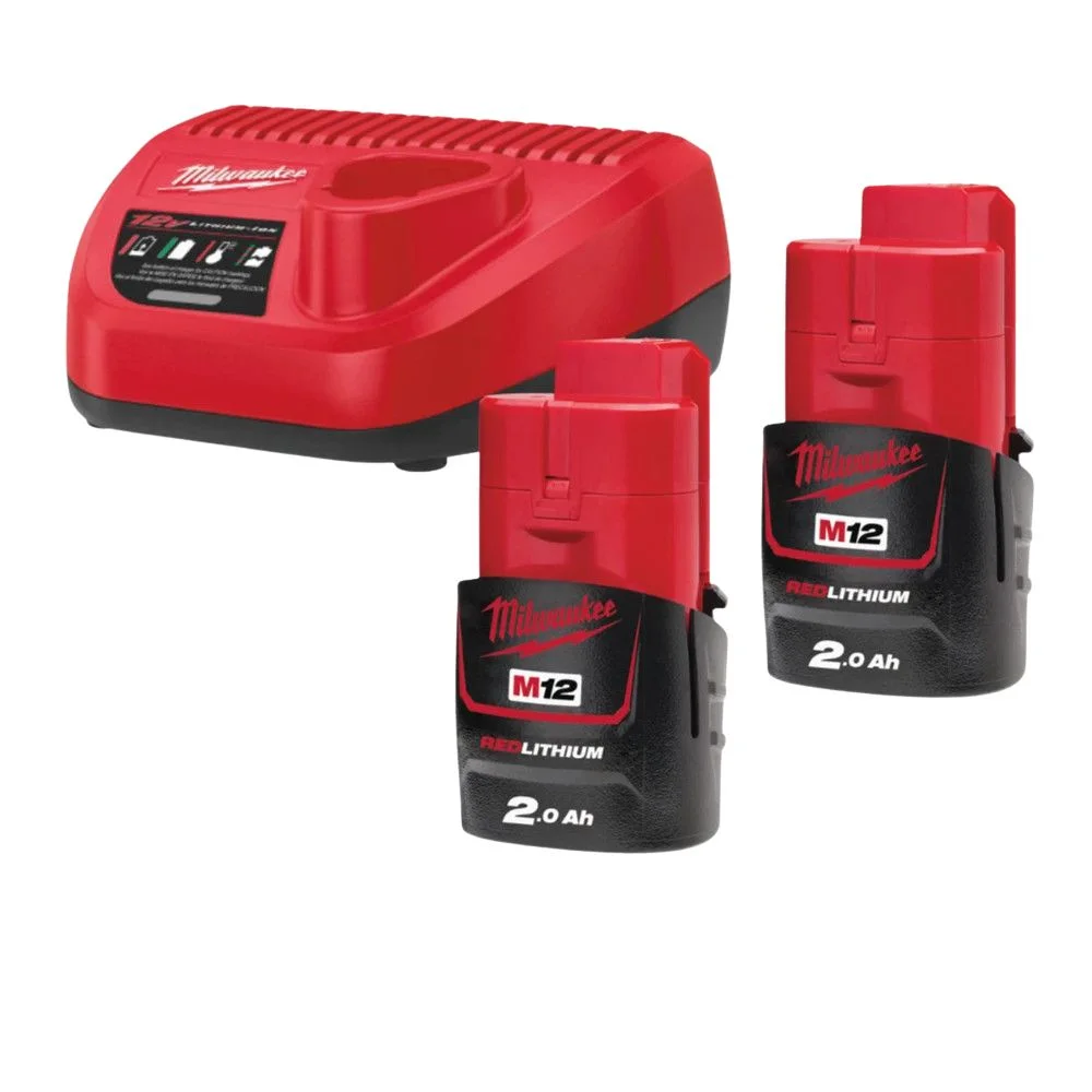 Milwaukee M12NRG-202 Energy Pack 4933459209 – 2 x M12B2 2Ah Batteries & C12C Charger 