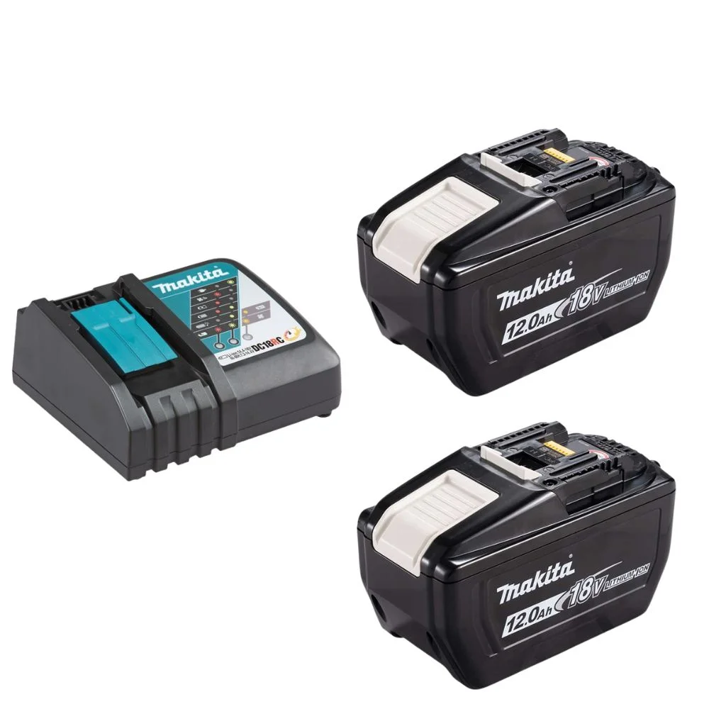 Makita BL18120 Battery 18V 12Ah LXT Lithium-Ion Battery Twin Pack With DC18RC 7.2V-18V Compact Fast Charger